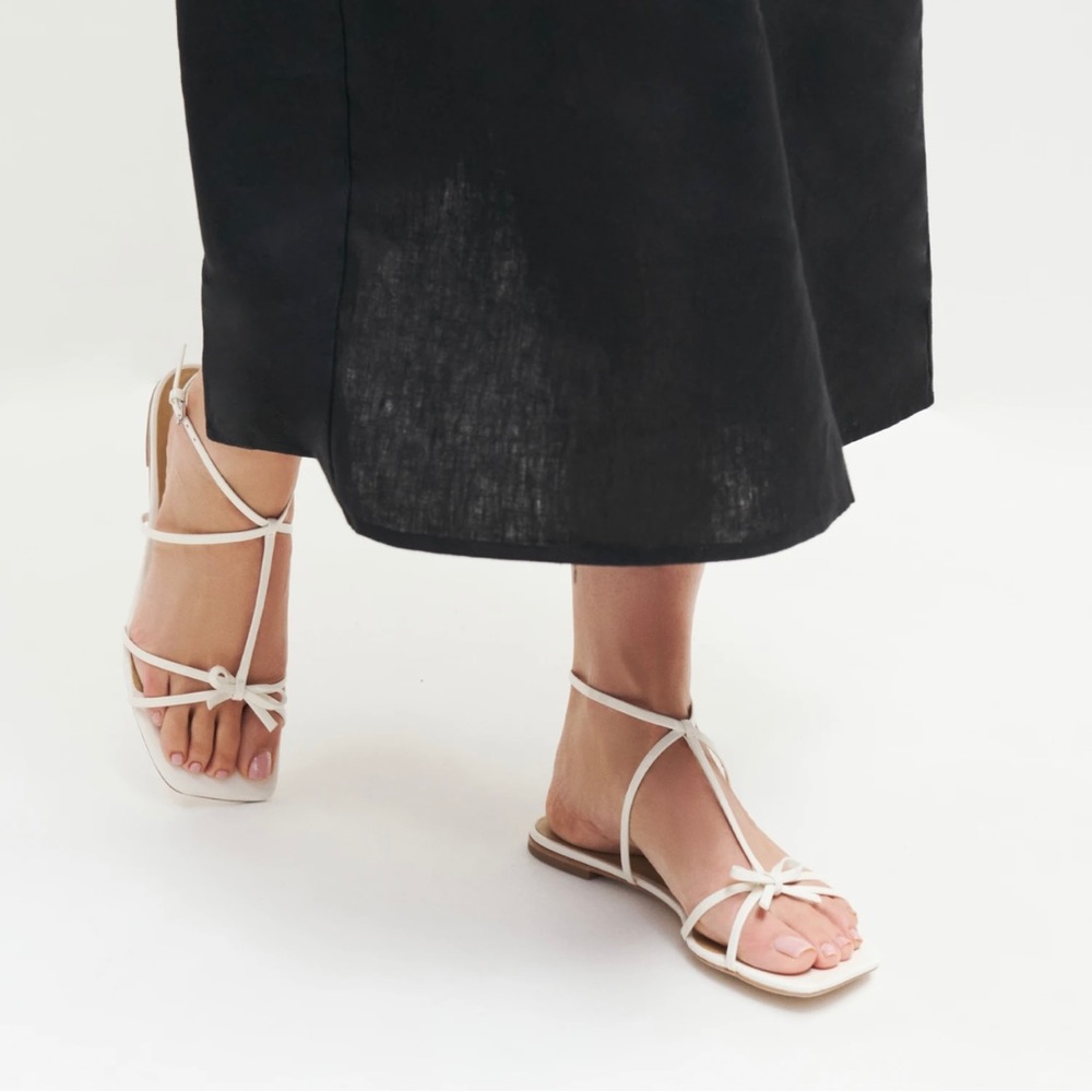 REFORMATION Maya Flat Sandal White Patent [New In Box]